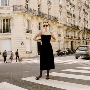 Elegant Black Dress with Sheer Sleeves